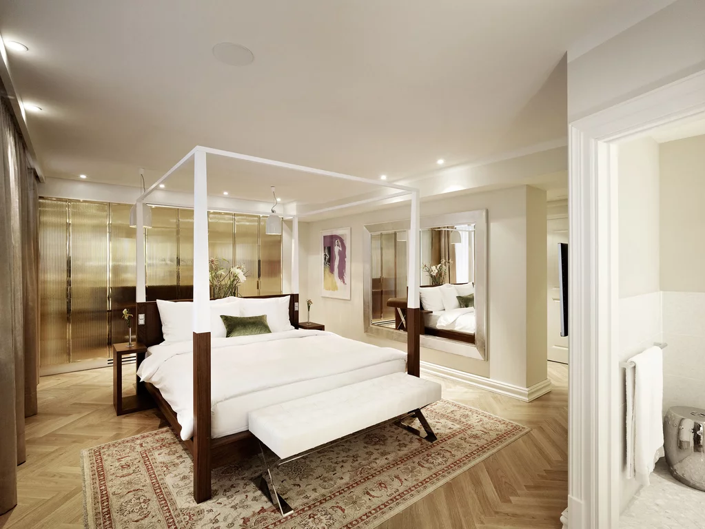 维也纳Sans Souci酒店优雅的豪华加长房，汇集了周到的设计和细节的感觉。