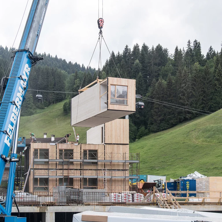 The Tirol Lodge in Austria consists of 171 wooden rooms. The Tirol Lodge in Ellmau, Austria, is not a hotel block but a chalet village of 171 rooms built entirely of wood.