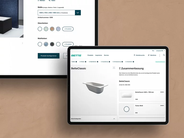 BetteProdukt Konfigurator Display deutsch