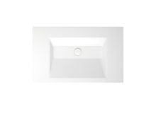 Раковина из стали-эмали, вид сверху, центральный слив, цвет белый, глянцевый, ясный нейтральный белый оттенок.