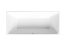 Baignoire, vue de dessus, évacuation au centre, pente arrière des deux côtés, couleur Blanc, ton blanc clair et frais