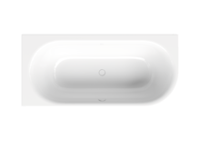 Baignoire rectangulaire en acier émaillé avec intérieur arrondi, vue de dessus, blanc.