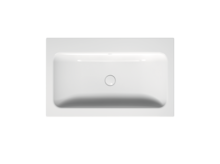 Bathtub, top view, central drain, back slope on the left, color: F, classic white, glossy