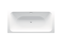 Badkuip, bovenaanzicht, afvoer in het midden, rugleuning rechts, kleur Wit, klassiek glanzend wit